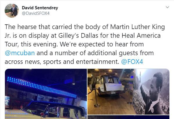 Tweet from David Sentendrey – The hearse of Martin Luther King, Jr.